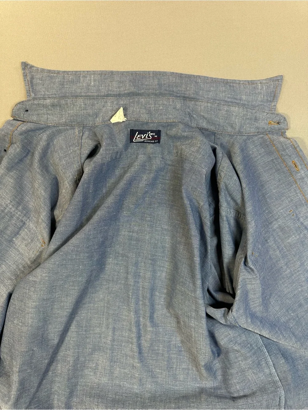 VINTAGE 70s Levi's Orange Tab Chambray Button Up Western Shirt - Mens Medium